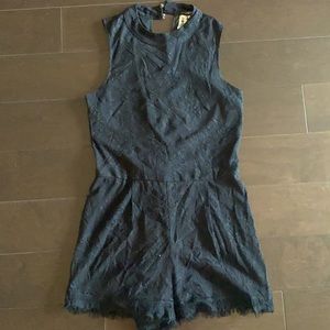 Black lace shorts romper